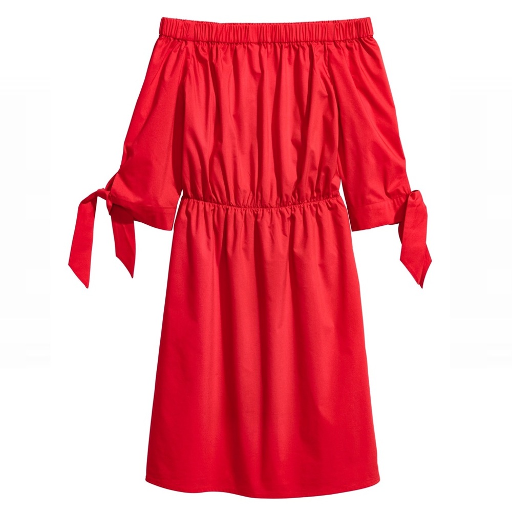 H&M Red Off the Shoulder Dress